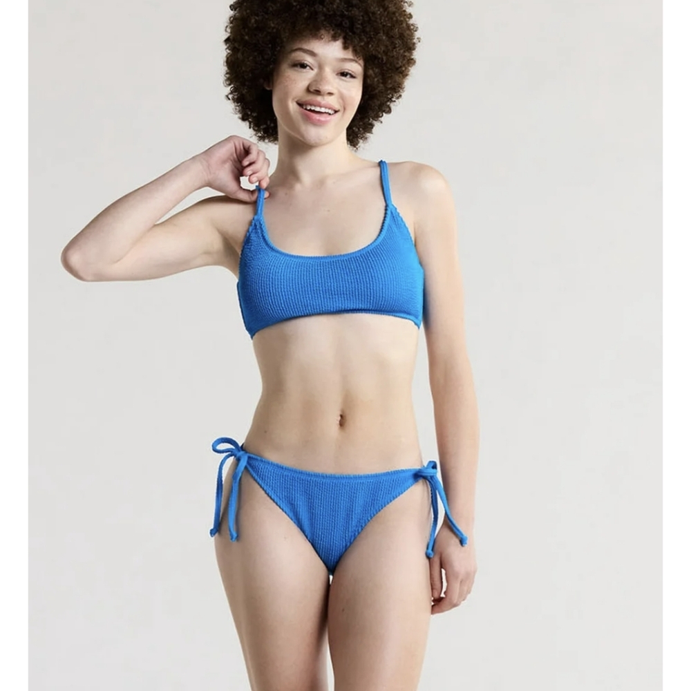 NWT 🔵 Waffle/Popcorn Texture Side-Tie Swim Bottoms